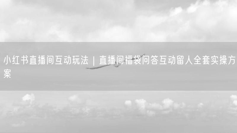 小红书直播间互动秘籍：福袋问答+留人技巧实操方案