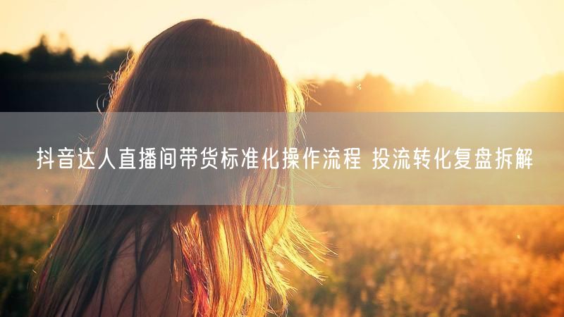 抖音直播带货全攻略：标准化流程+投流转化复盘