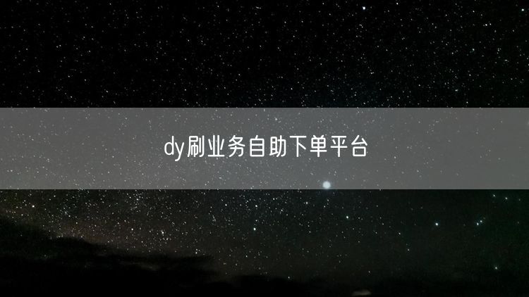 dy刷业务自助下单平台