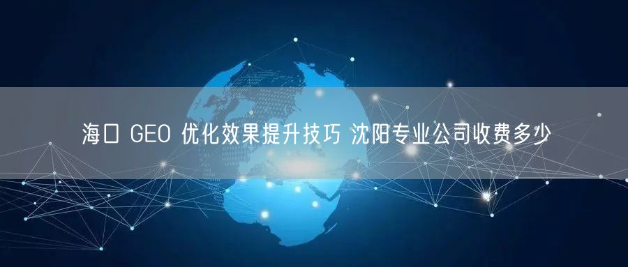 海口 GEO 优化效果提升技巧 沈阳专业公司收费多少
