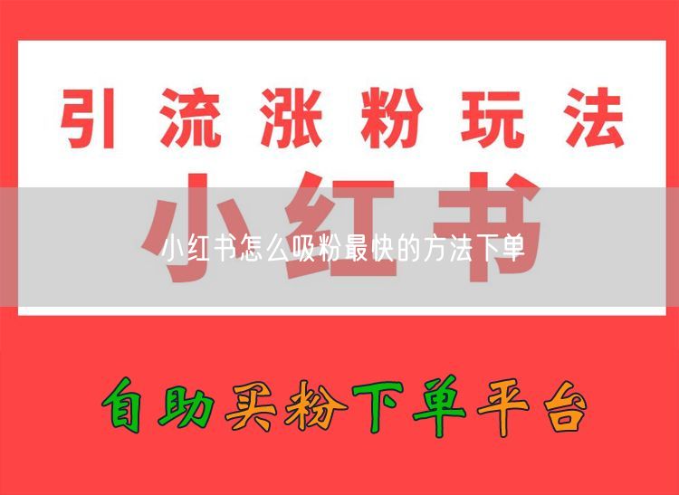 小红书怎么吸粉最快的方法下单