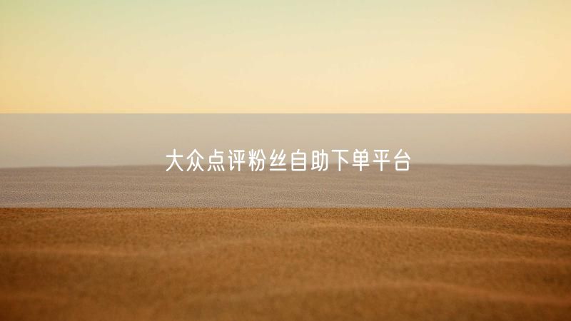 大众点评粉丝自助下单平台