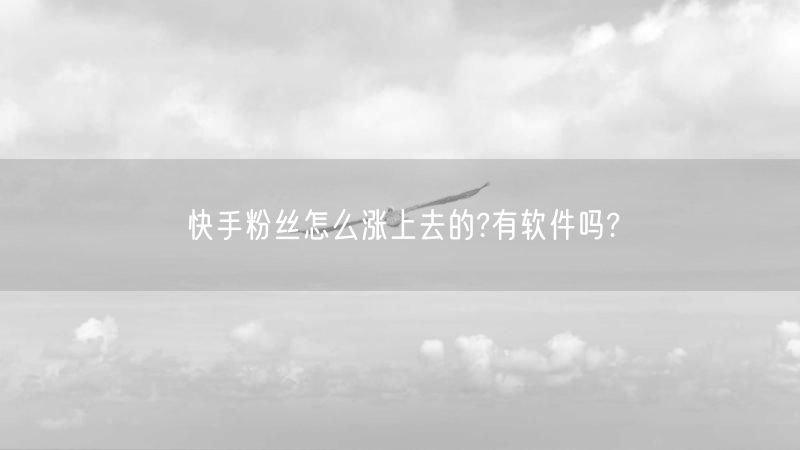 快手粉丝怎么涨上去的?有软件吗?